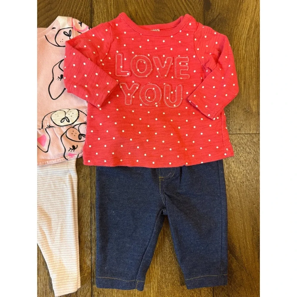 Baby Girl Outfits 3 Months Pants Long Sleeved Shirts Clothes Lot Dog Love You - Picture 2 of 12